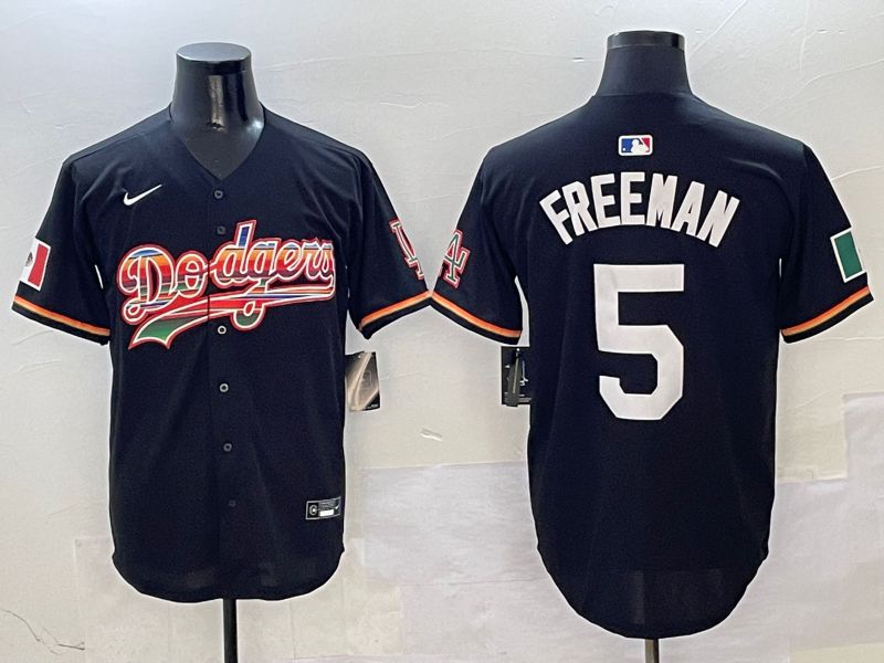 Men Los Angeles Dodgers #5 Freeman Black rainbow Nike 2025 MLB Jersey style 1->los angeles dodgers->MLB Jersey
